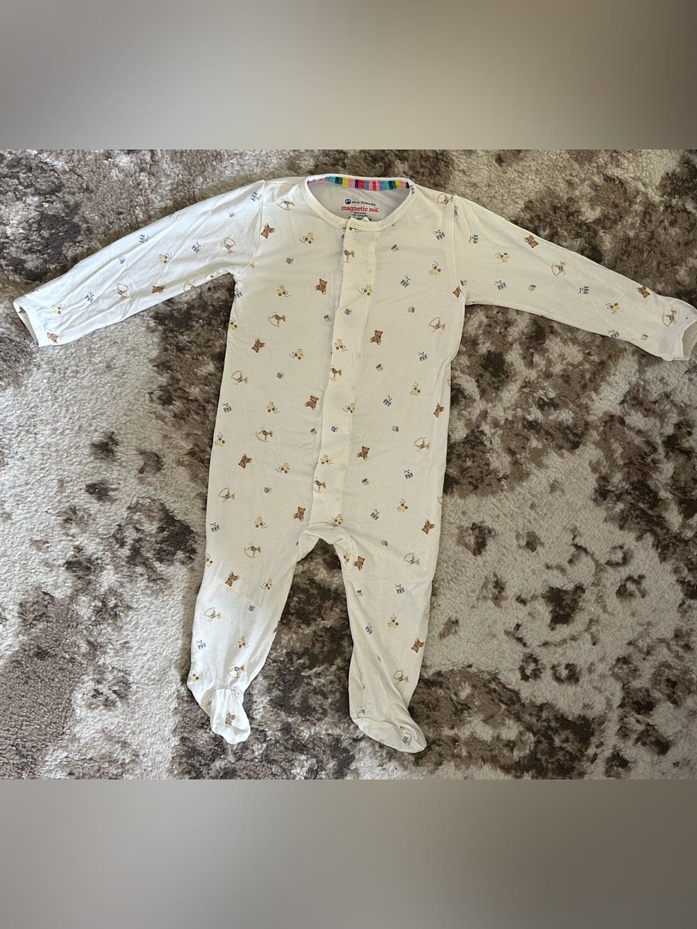 Magnetic Me Cream Footed One-Piece with Tiny Animal Print